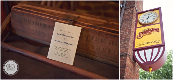 Wedding invitation sitting on old wood trunk